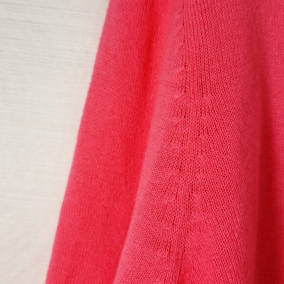 Y2K Vtg MERONA bright coral button up Cardigan Sweater Beaded Embroidered - Picture 3 of 8